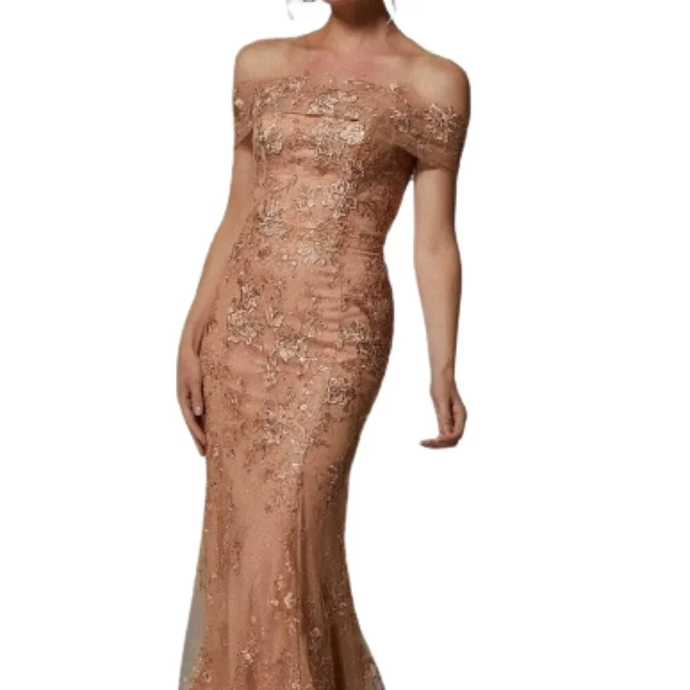 MGNY By Mori Lee 72936SC Evening Dress Apricot size 6